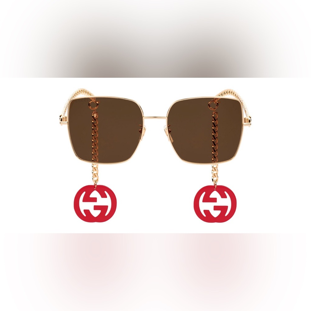 Gucci 61mm Rectangular Sunglasses With Detachable… - image 1